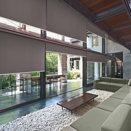 Living area and garden patio of contemporary town house
